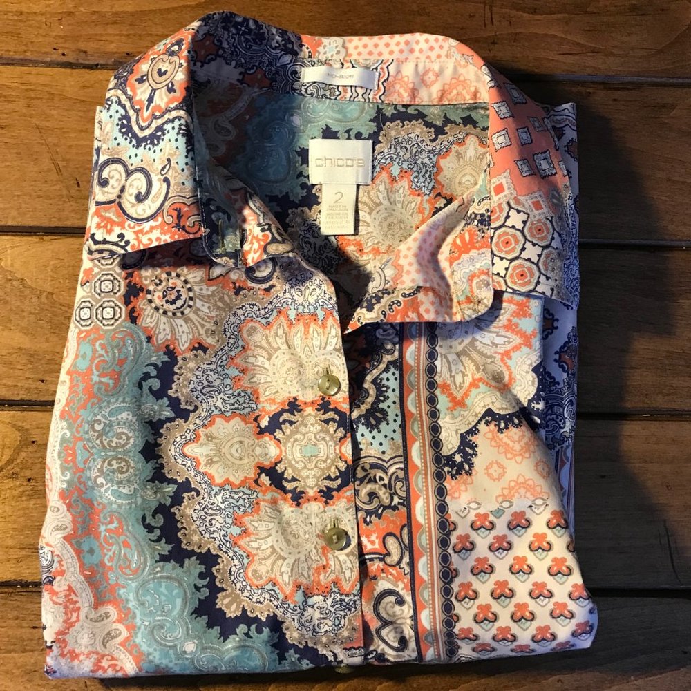 Chico's Multicolored Paisley Patterned Blouse - image 2